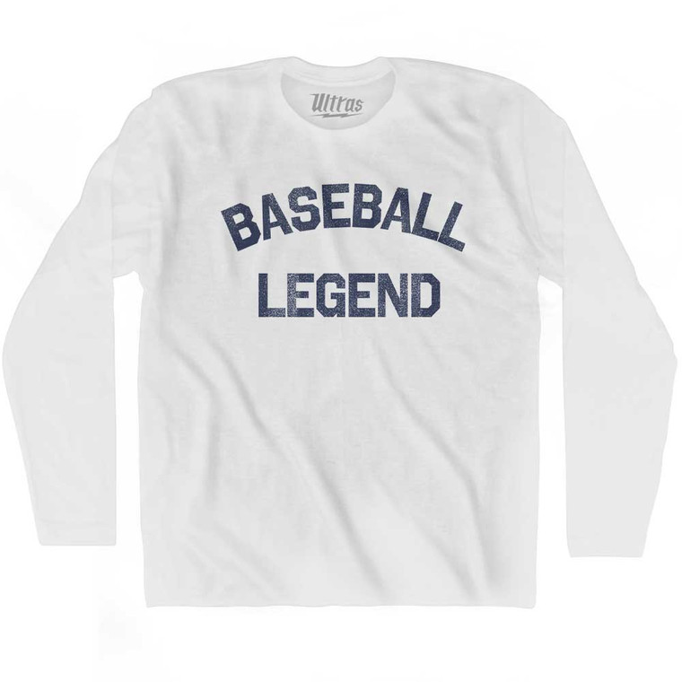 Baseball Legend Adult Cotton Long Sleeve T-shirt - White