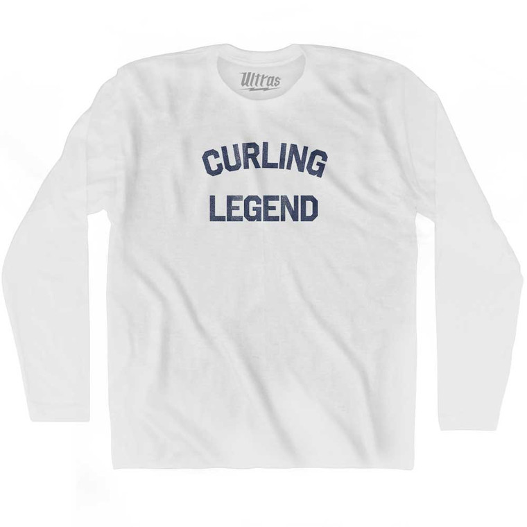 Curling Legend Adult Cotton Long Sleeve T-shirt - White