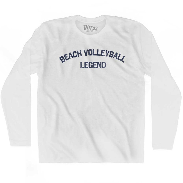 Beach Volleyball Legend Adult Cotton Long Sleeve T-shirt - White