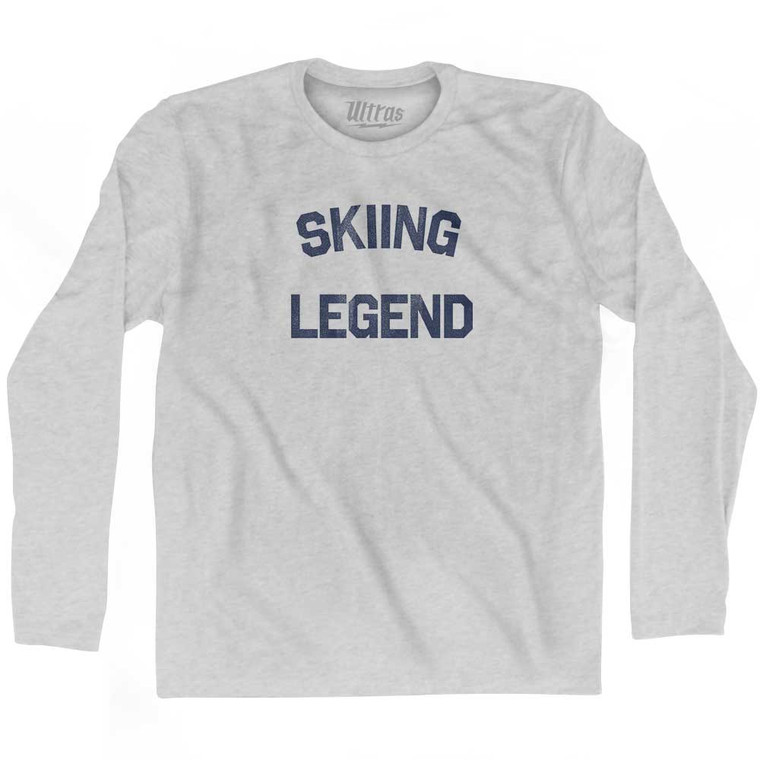 Skiing Legend Adult Cotton Long Sleeve T-shirt - Grey Heather