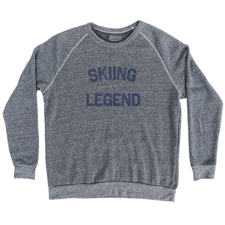 Skiing Legend Adult Tri-Blend Sweatshirt - Athletic Grey