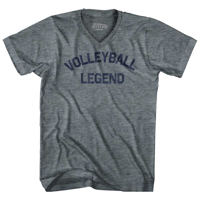 Volleyball Legend Adult Tri-Blend V-neck T-shirt - Athletic Grey