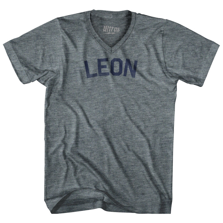 LEON Tri-Blend V-neck Womens Junior Cut T-shirt - Athletic Grey