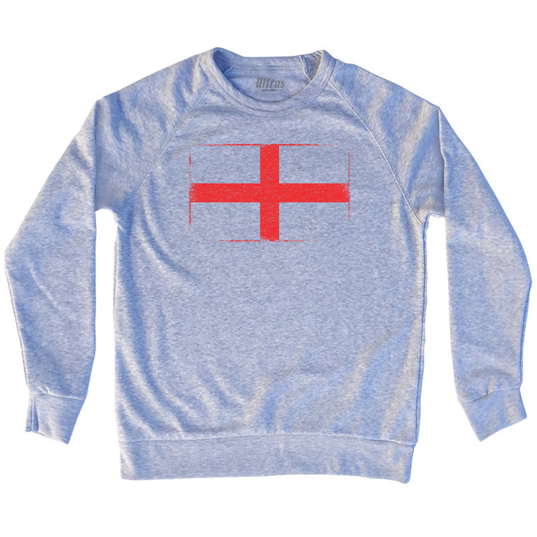 England Country Flag Adult Tri-Blend Sweatshirt - Heather Grey