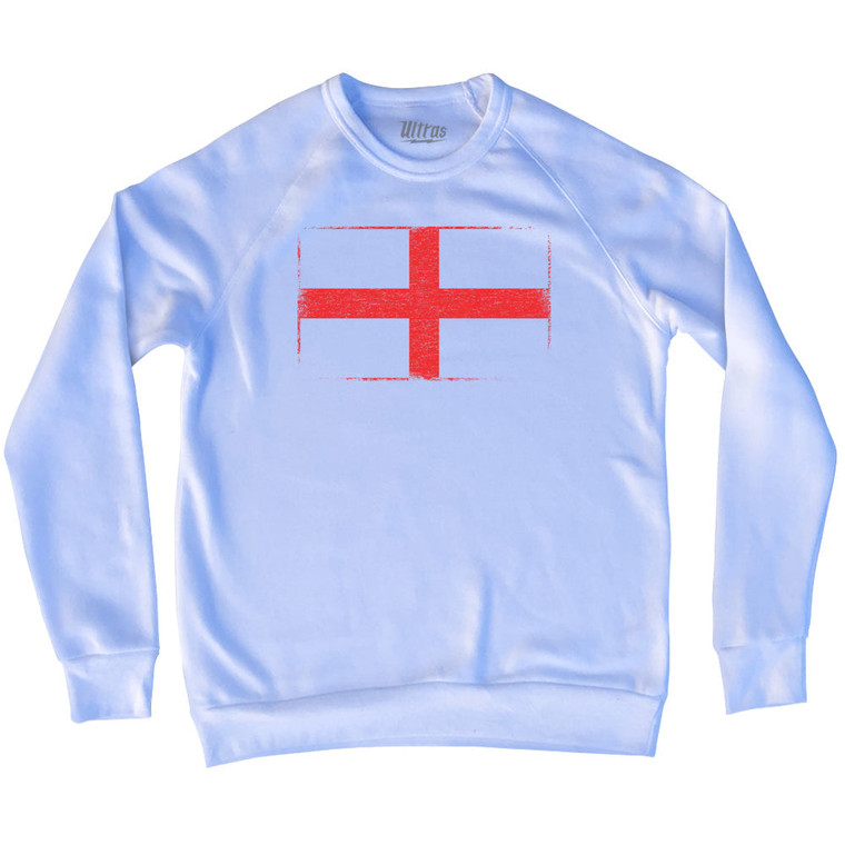 England Country Flag Adult Tri-Blend Sweatshirt - White