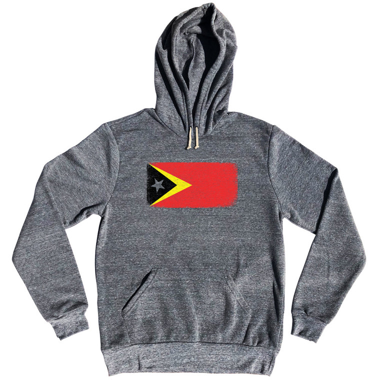 East Timor Country Flag Tri-Blend Hoodie - Athletic Grey