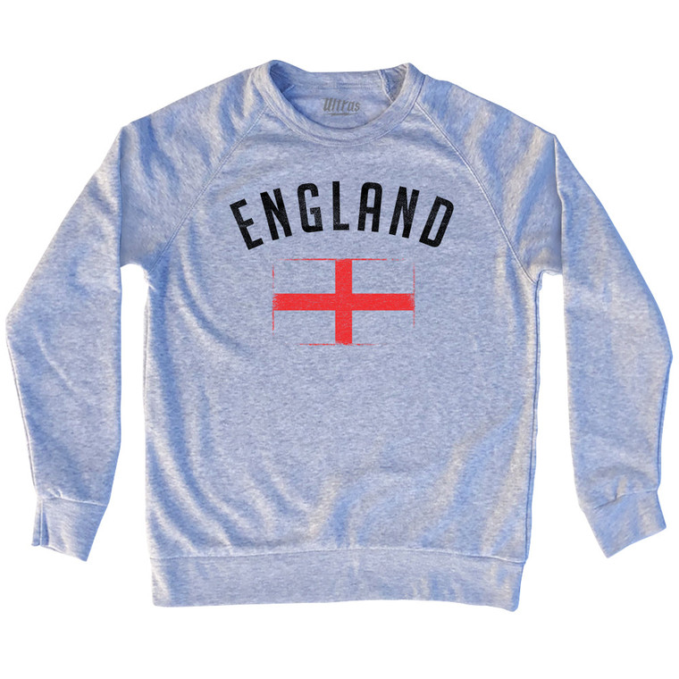 England Country Flag Heritage Adult Tri-Blend Sweatshirt - Heather Grey