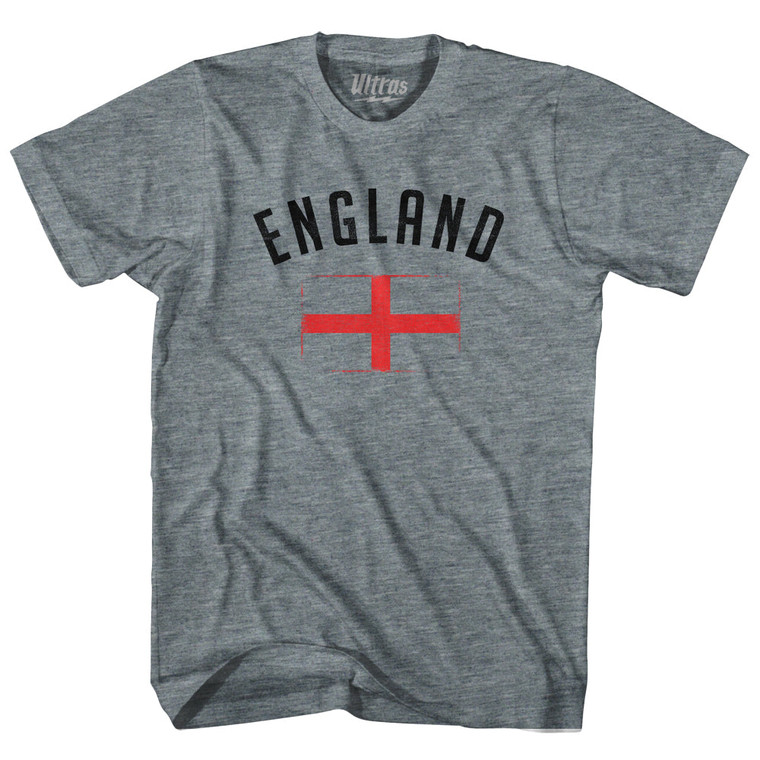 England Country Flag Heritage Adult Tri-Blend T-shirt - Athletic Grey