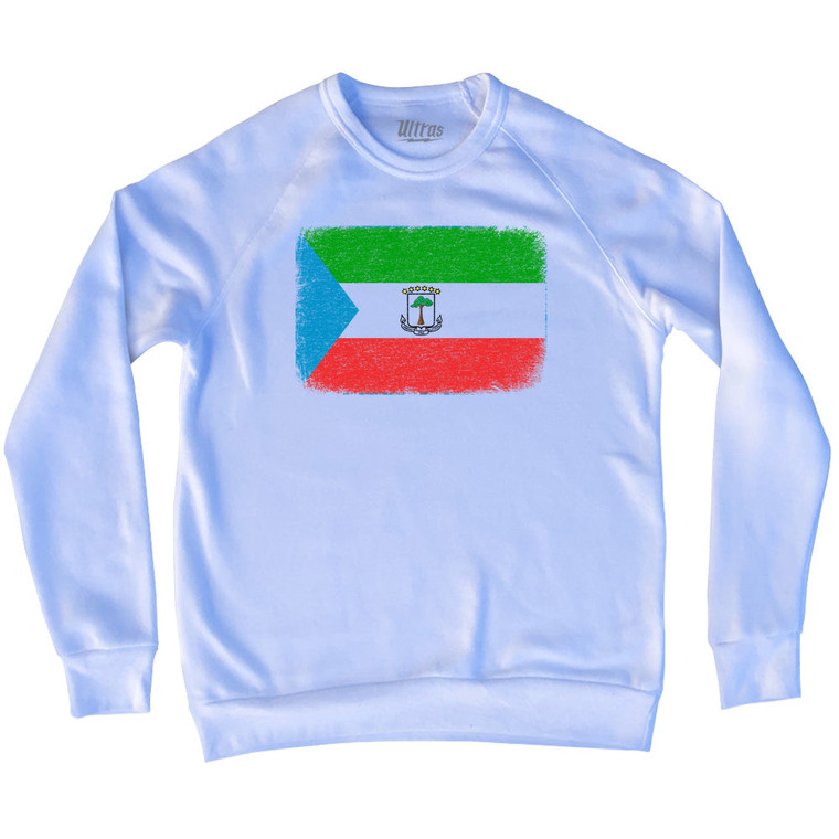 Equatorial Guinea Country Flag Adult Tri-Blend Sweatshirt - White