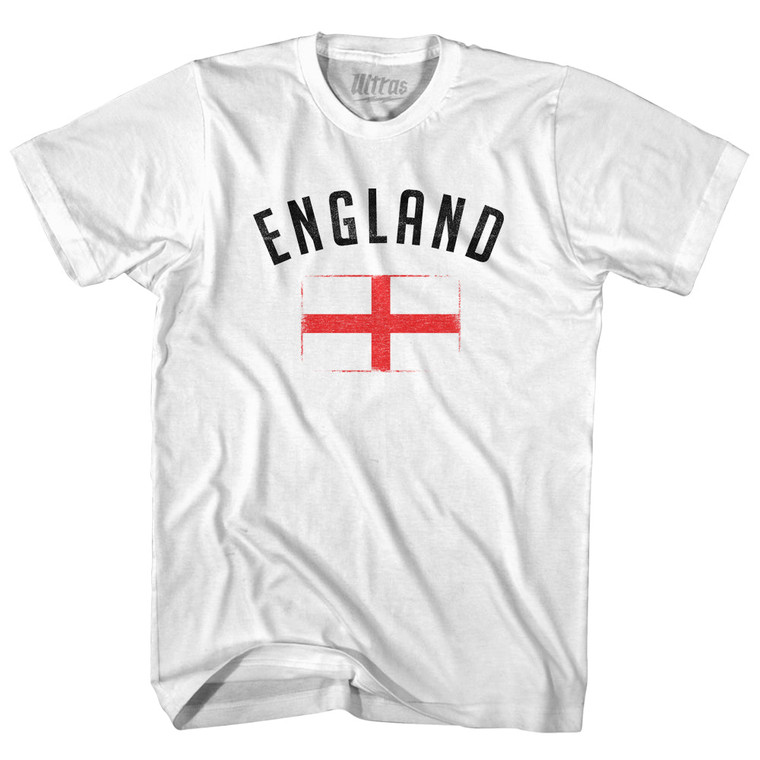 England Country Flag Heritage Womens Cotton Junior Cut T-Shirt - White