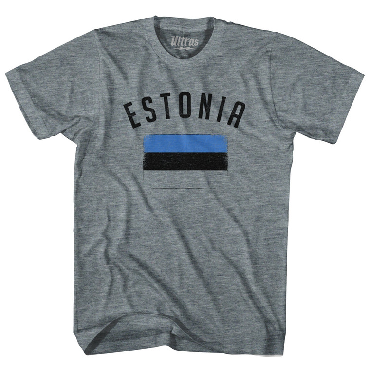 Estonia Country Flag Heritage Womens Tri-Blend Junior Cut T-Shirt - Athletic Grey