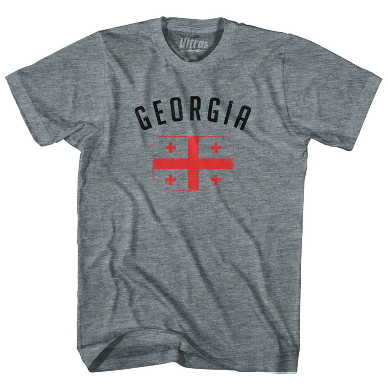 Georgia Country Flag Heritage Youth Tri-Blend T-shirt - Athletic Grey