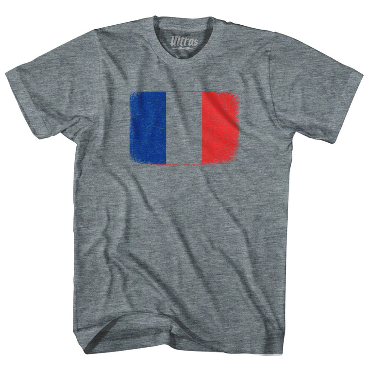 France Country Flag Adult Tri-Blend T-shirt - Athletic Grey