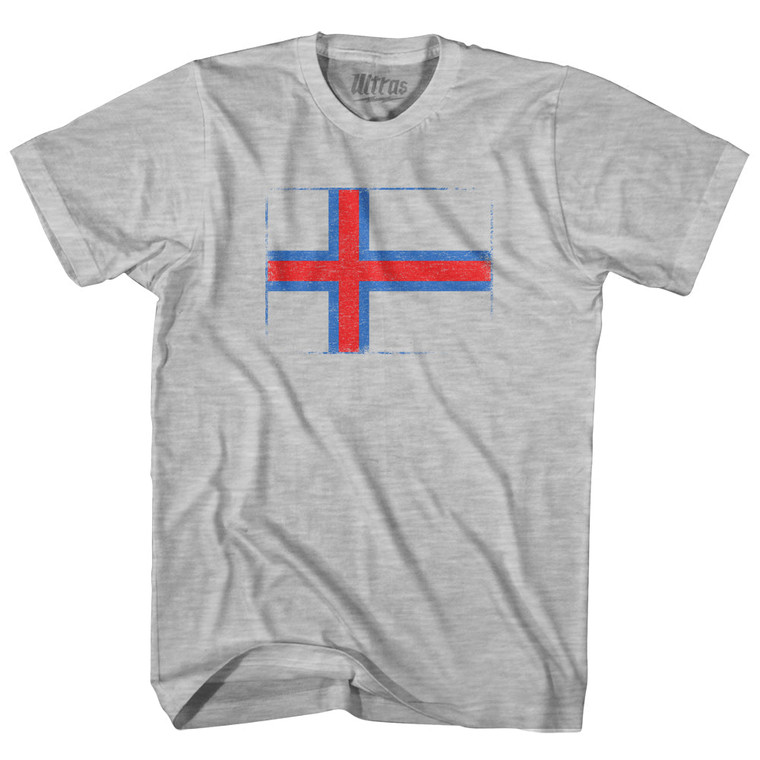 Faroe Islands Country Flag Adult Cotton T-shirt - Grey Heather