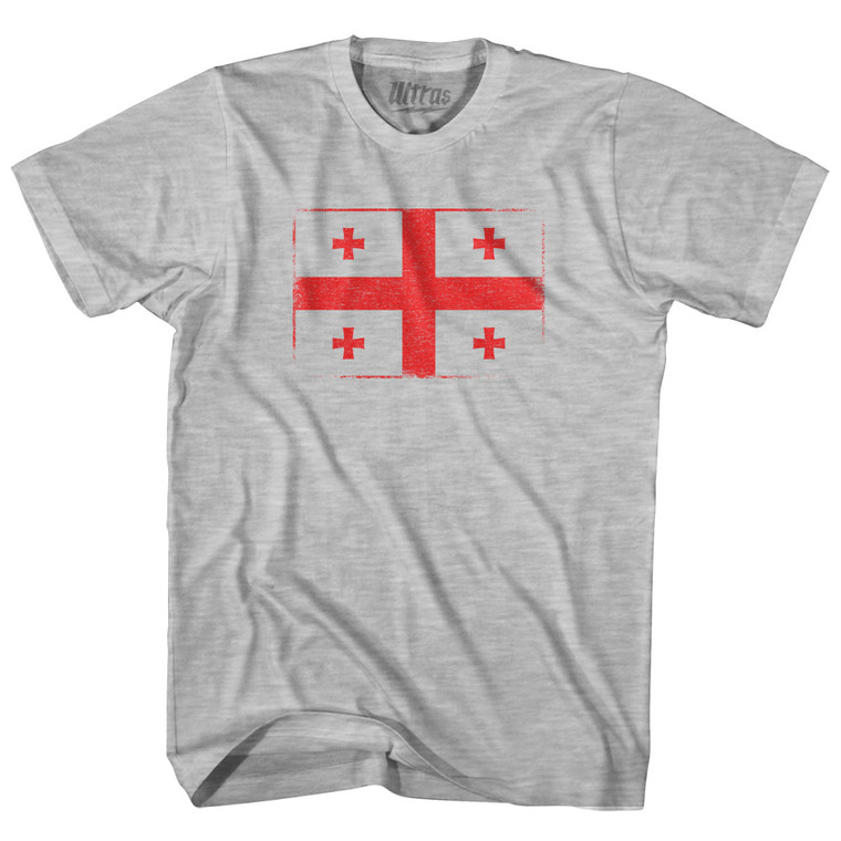 Georgia Country Flag Adult Cotton T-shirt - Grey Heather