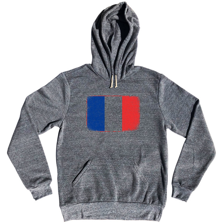 France Country Flag Tri-Blend Hoodie - Athletic Grey