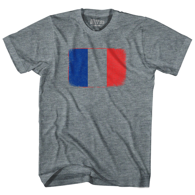 France Country Flag Youth Tri-Blend T-shirt - Athletic Grey