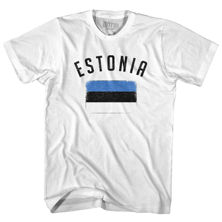 Estonia Country Flag Heritage Womens Cotton Junior Cut T-Shirt - White