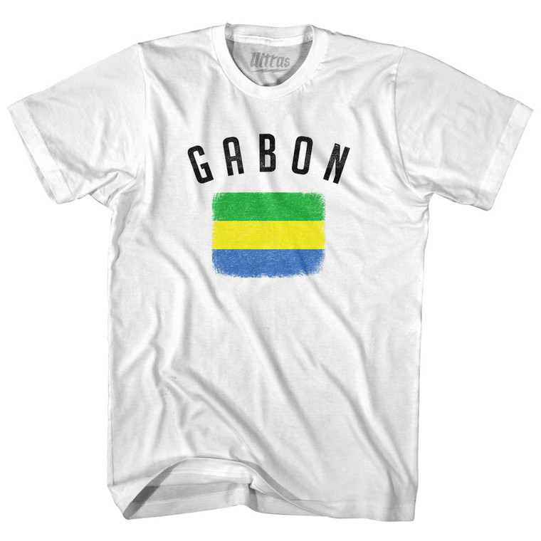 Gabon Country Flag Heritage Womens Cotton Junior Cut T-Shirt - White