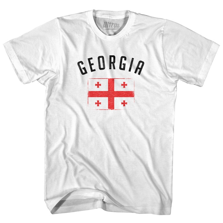 Georgia Country Flag Heritage Womens Cotton Junior Cut T-Shirt - White