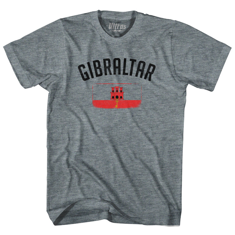 Gibraltar Country Flag Heritage Adult Tri-Blend T-shirt - Athletic Grey