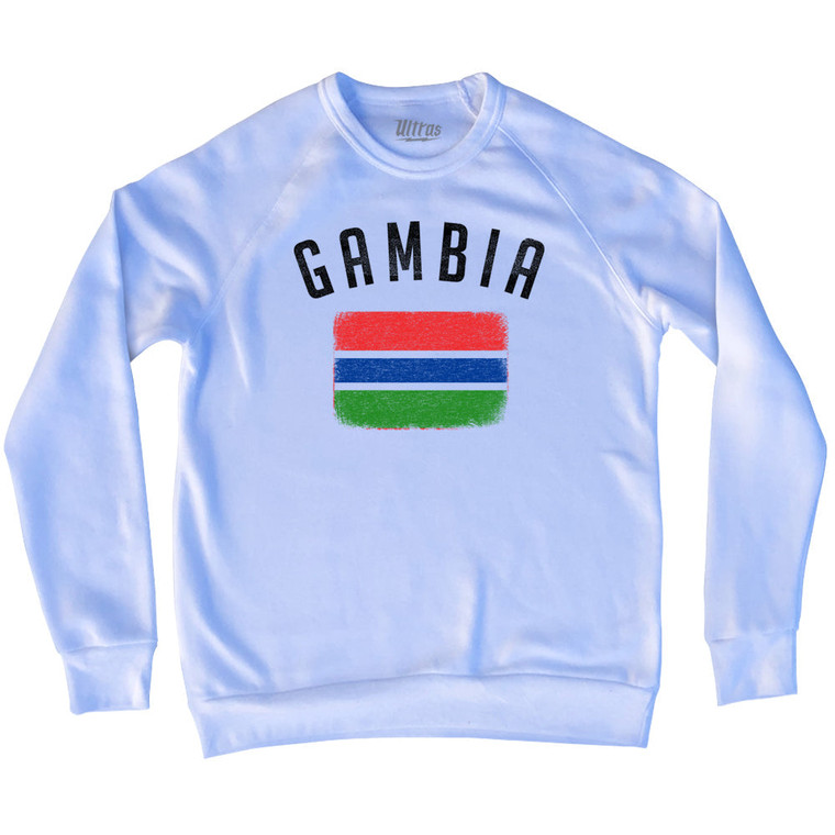 Gambia Country Flag Heritage Adult Tri-Blend Sweatshirt - White