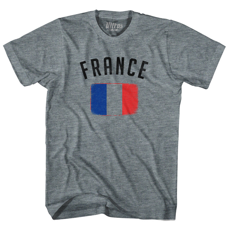 France Country Flag Heritage Youth Tri-Blend T-shirt - Athletic Grey