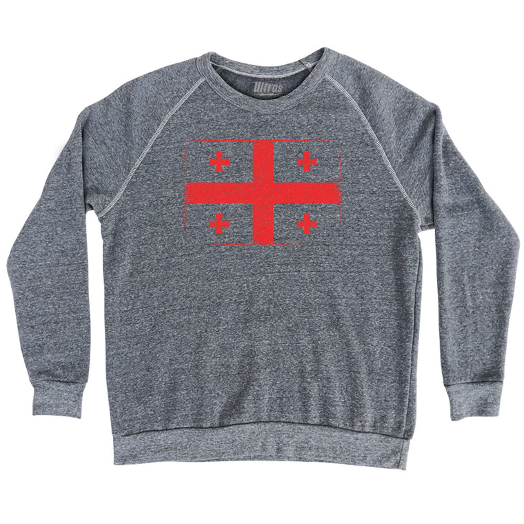 Georgia Country Flag Adult Tri-Blend Sweatshirt - Athletic Grey
