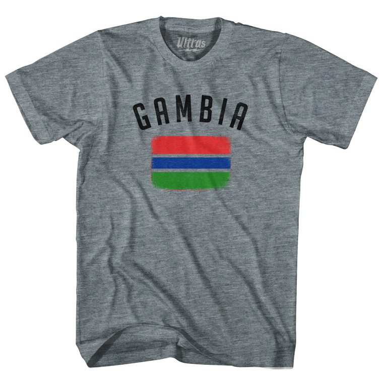 Gambia Country Flag Heritage Womens Tri-Blend Junior Cut T-Shirt - Athletic Grey