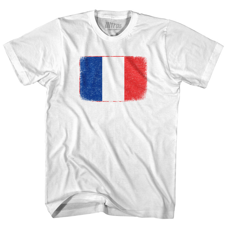 France Country Flag Adult Cotton T-shirt - White