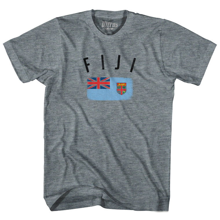 Fiji Country Flag Heritage Womens Tri-Blend Junior Cut T-Shirt - Athletic Grey