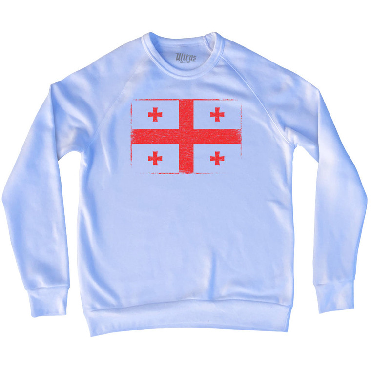 Georgia Country Flag Adult Tri-Blend Sweatshirt - White