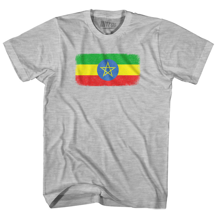 Ethiopia Country Flag Adult Cotton T-shirt - Grey Heather