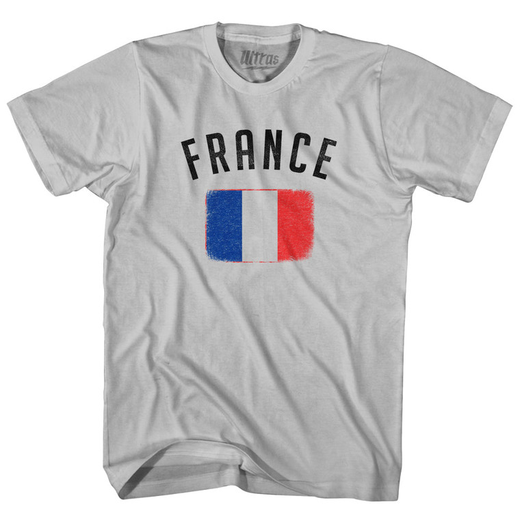 France Country Flag Heritage Adult Cotton T-shirt - Cool Grey