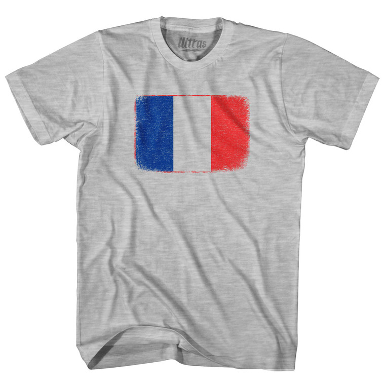 France Country Flag Adult Cotton T-shirt - Grey Heather