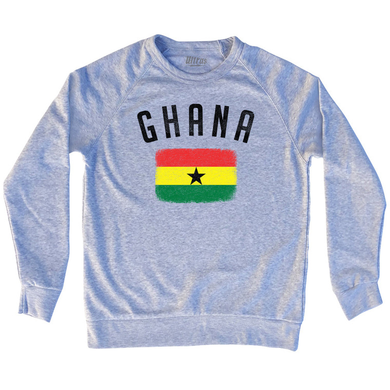 Ghana Country Flag Heritage Adult Tri-Blend Sweatshirt - Heather Grey
