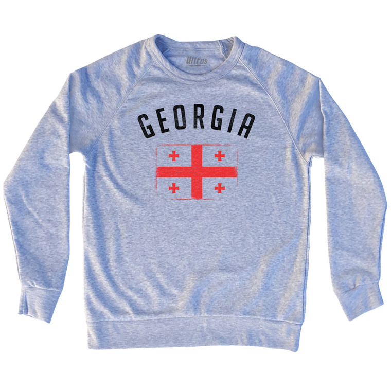 Georgia Country Flag Heritage Adult Tri-Blend Sweatshirt - Heather Grey