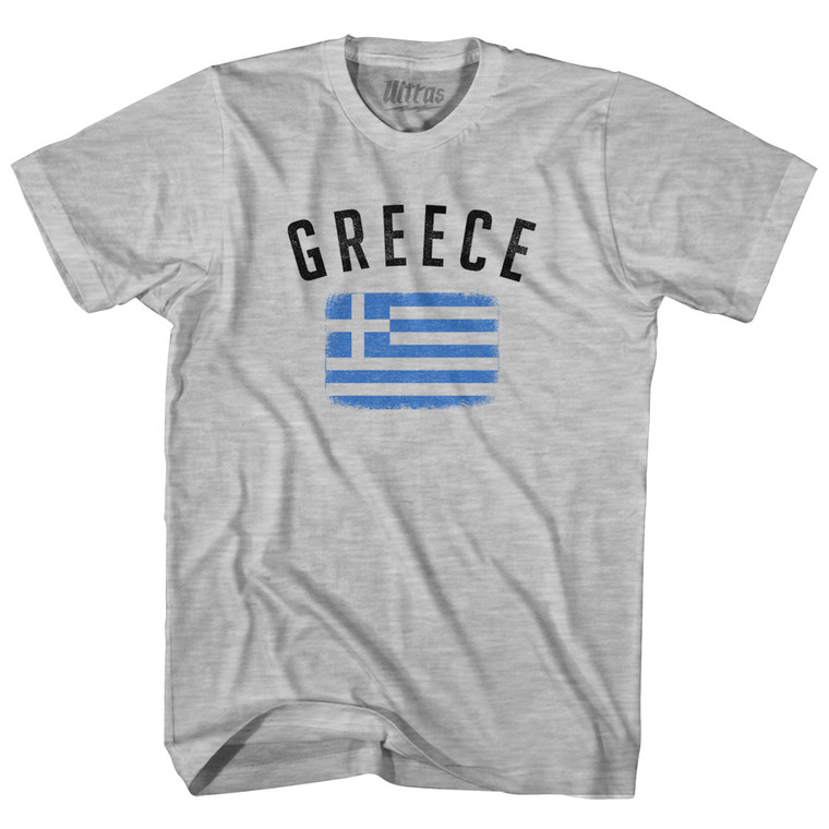 Greece Country Flag Heritage Adult Cotton T-shirt - Grey Heather