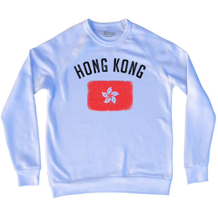 Hong Kong Country Flag Heritage Adult Tri-Blend Sweatshirt - White
