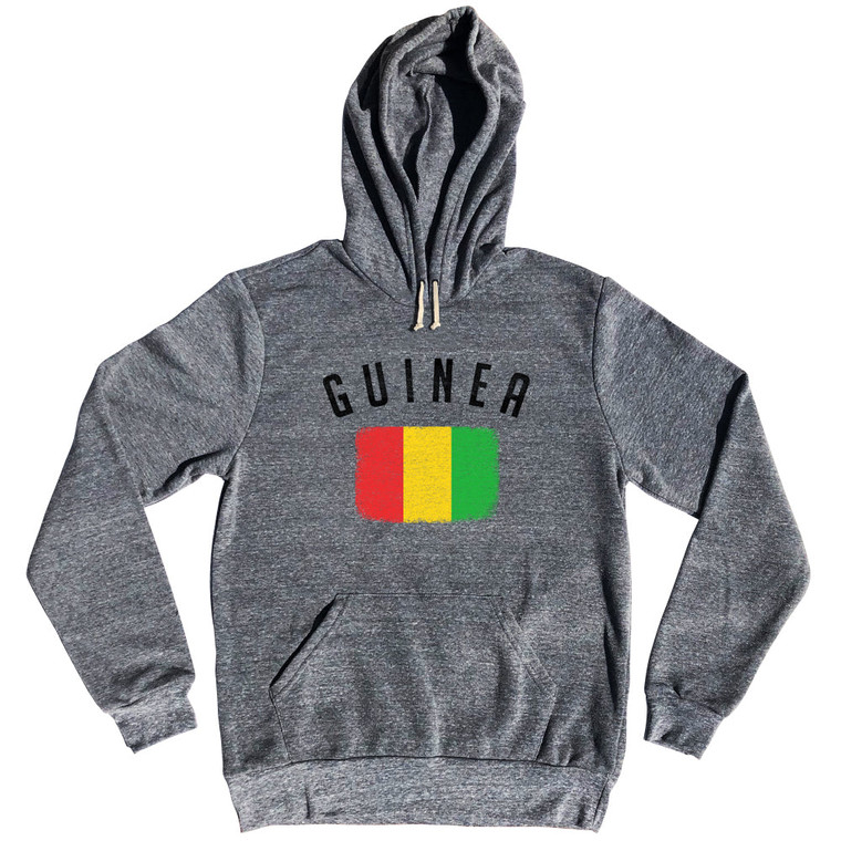 Guinea Country Flag Heritage Tri-Blend Hoodie - Athletic Grey