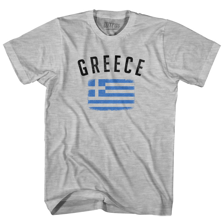 Greece Country Flag Heritage Womens Cotton Junior Cut T-Shirt - Grey Heather