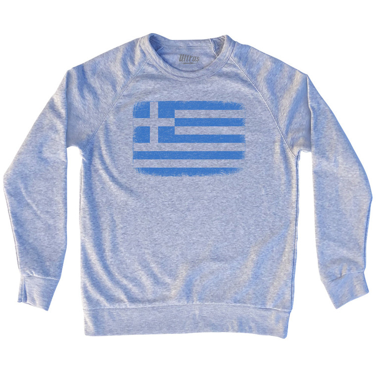 Greece Country Flag Adult Tri-Blend Sweatshirt - Heather Grey
