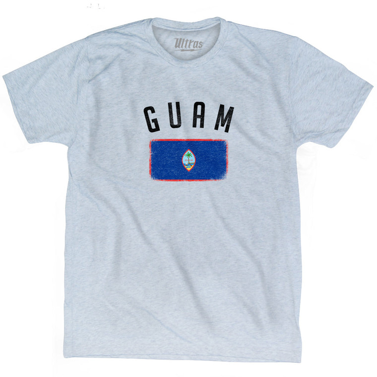 Guam Country Flag Heritage Adult Tri-Blend T-shirt - Athletic White
