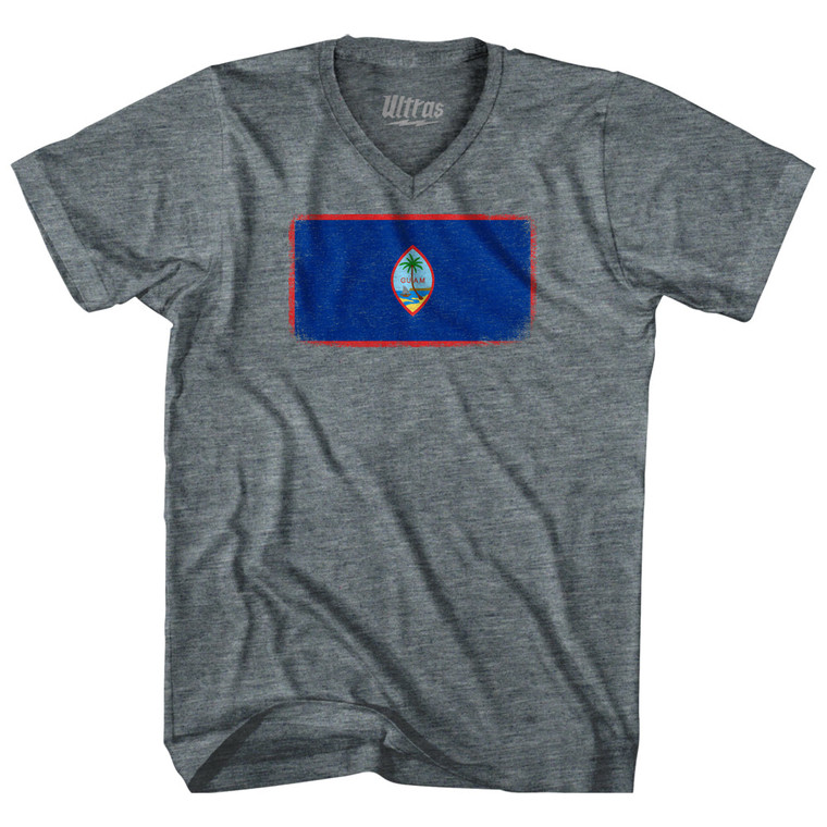Guam Country Flag Tri-Blend V-neck Womens Junior Cut T-shirt - Athletic Grey