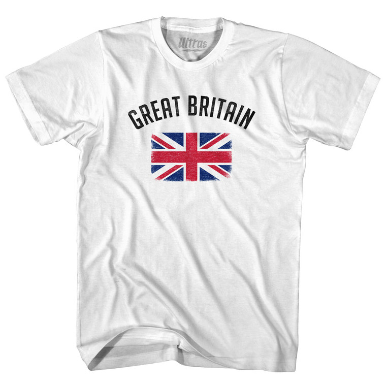 Great Britain Country Flag Heritage Adult Cotton T-shirt - White