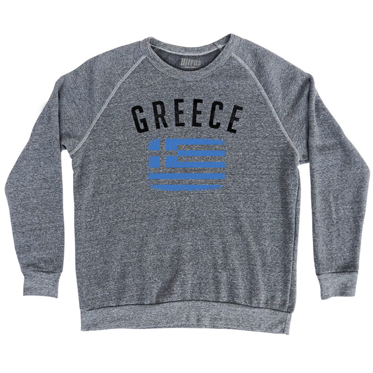 Greece Country Flag Heritage Adult Tri-Blend Sweatshirt - Athletic Grey