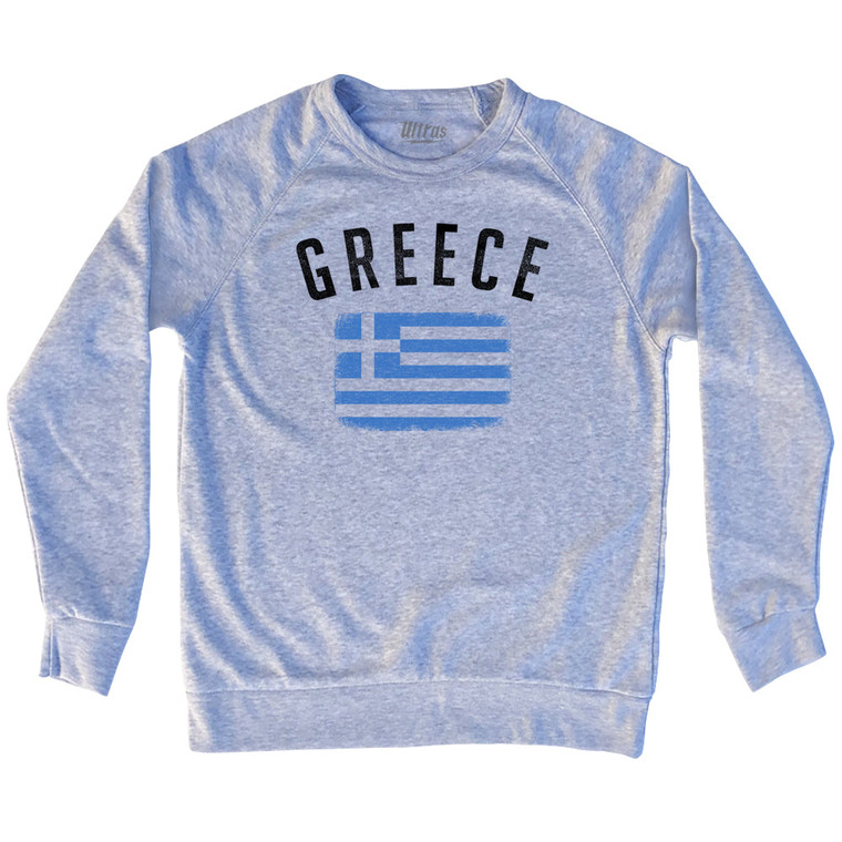 Greece Country Flag Heritage Adult Tri-Blend Sweatshirt - Heather Grey