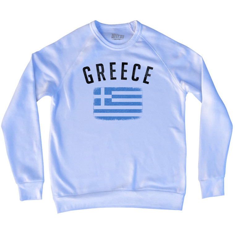 Greece Country Flag Heritage Adult Tri-Blend Sweatshirt - White