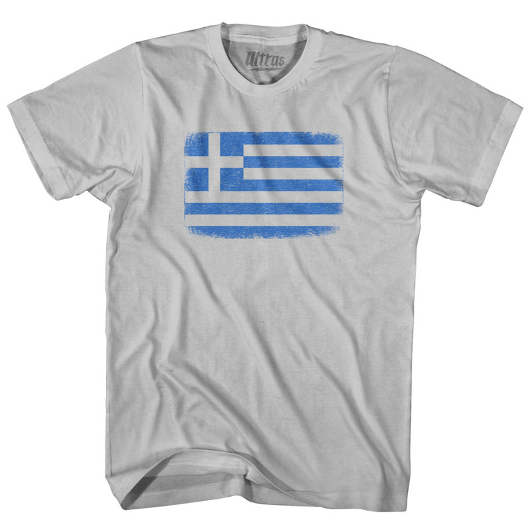 Greece Country Flag Adult Cotton T-shirt - Cool Grey