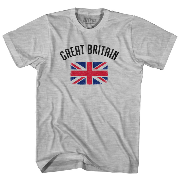 Great Britain Country Flag Heritage Womens Cotton Junior Cut T-Shirt - Grey Heather